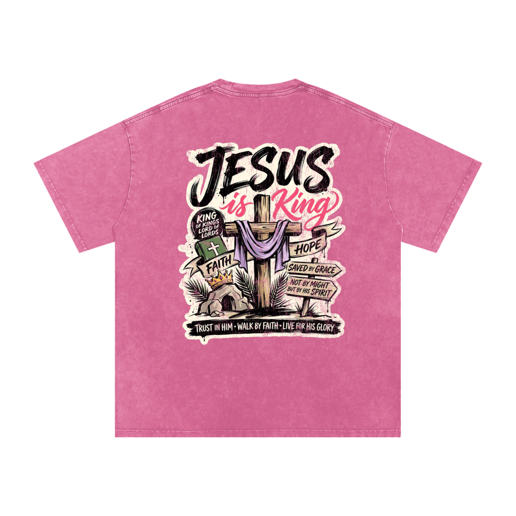 Jesus is King Snow Washed Oversized Cotton T-Shirt