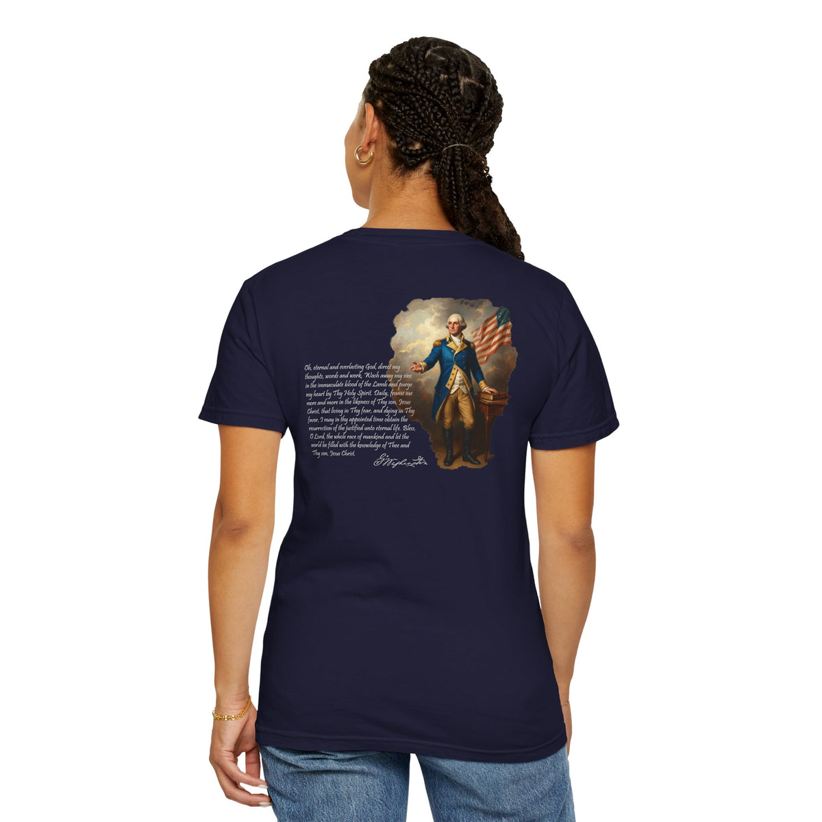 America Graphic T-Shirt — Vintage George Washington Portrait with Patriotic Quote