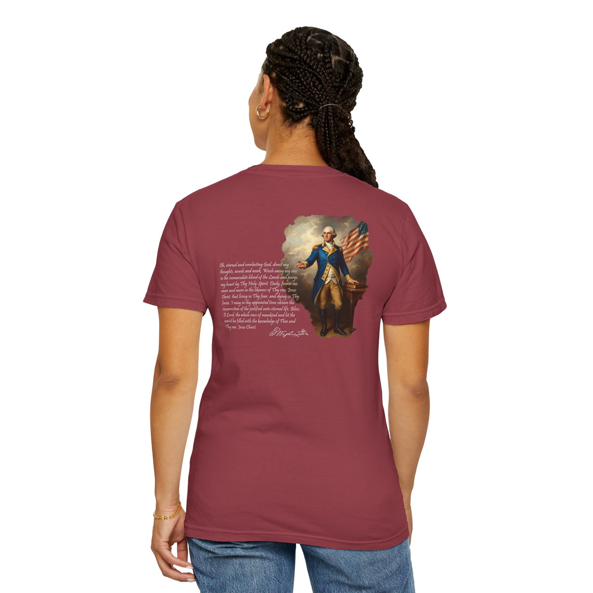 America Graphic T-Shirt — Vintage George Washington Portrait with Patriotic Quote