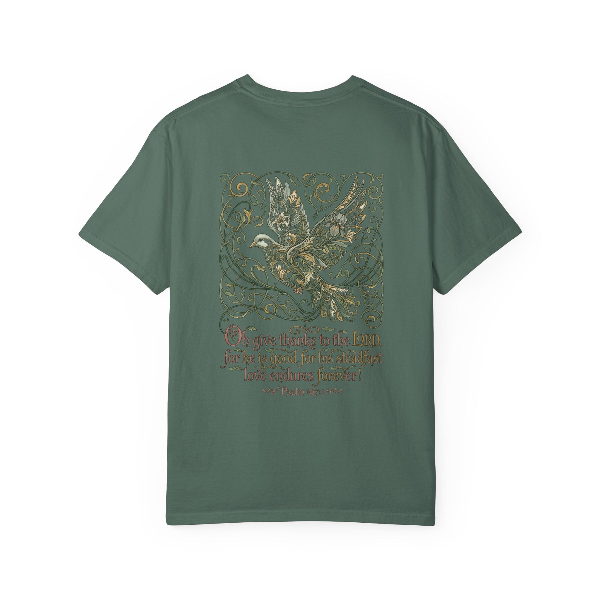 Christian Cross T-Shirt — ‘Give Thanks to the Lord’ Dove Graphic Tee