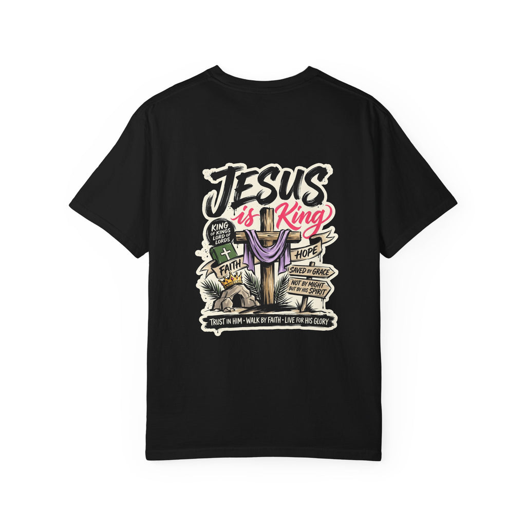 Christian T-Shirt — "Jesus Is King" Cross Graphic Tee