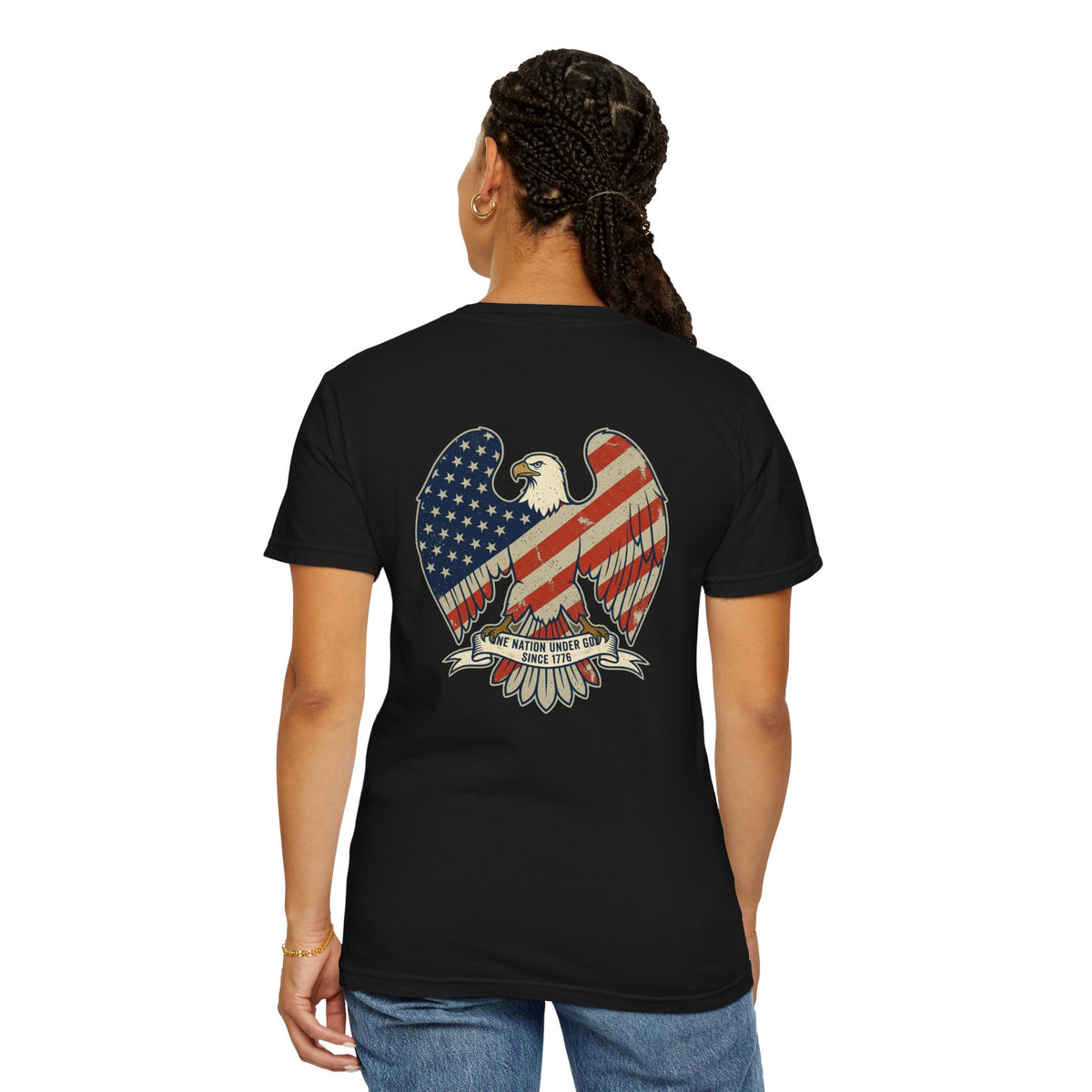Patriotic Eagle T-Shirt — 'America' Vintage Flag Graphic