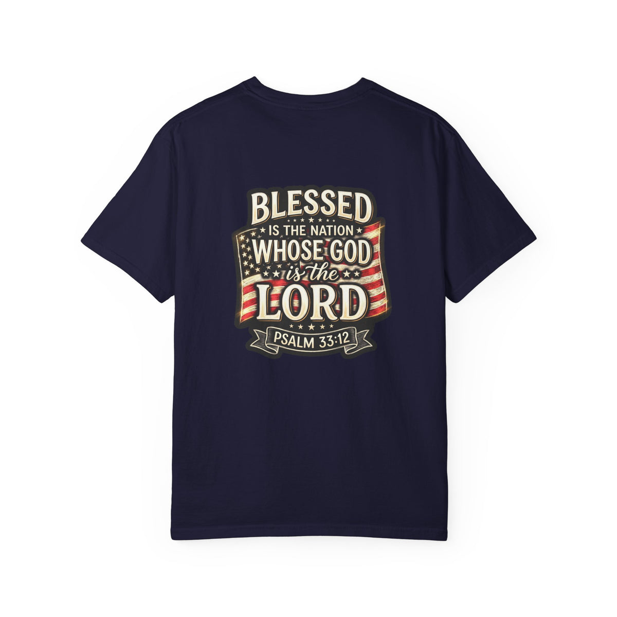 Christian Cross T-Shirt — "Blessed is the nation whose God is the Lord" Psalms Tee