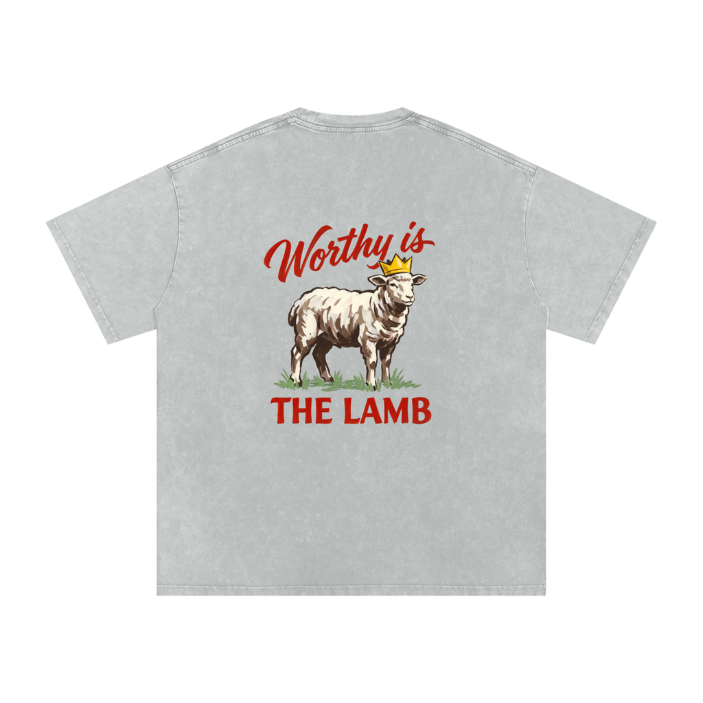Worthy  is the Lamb Snow Washed Oversized Cotton T-Shirt