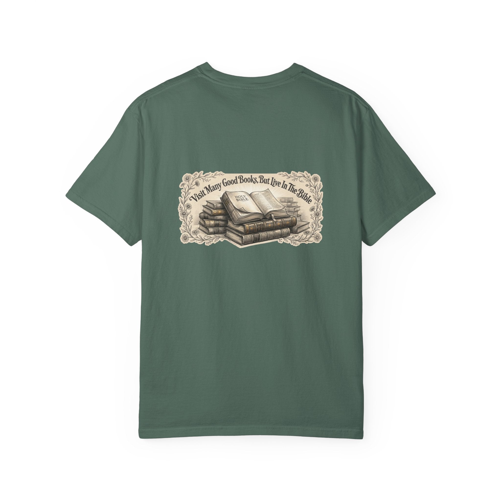 Vintage Stack of Books T-Shirt — "There Are Many Good Books, But This Is The Best"