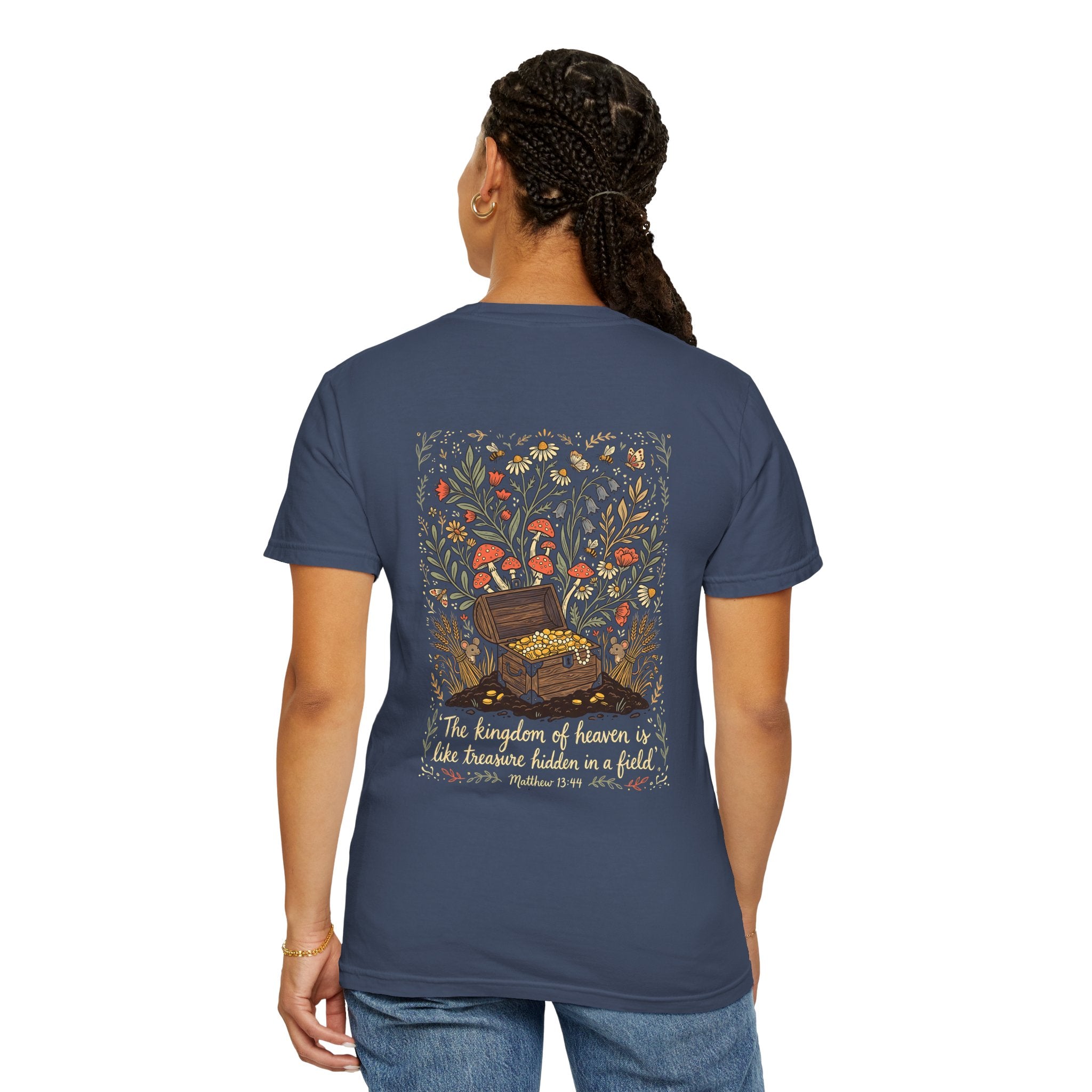 Christian Cross T-Shirt — 'The Kingdom of Heaven' Illustrated Back Print