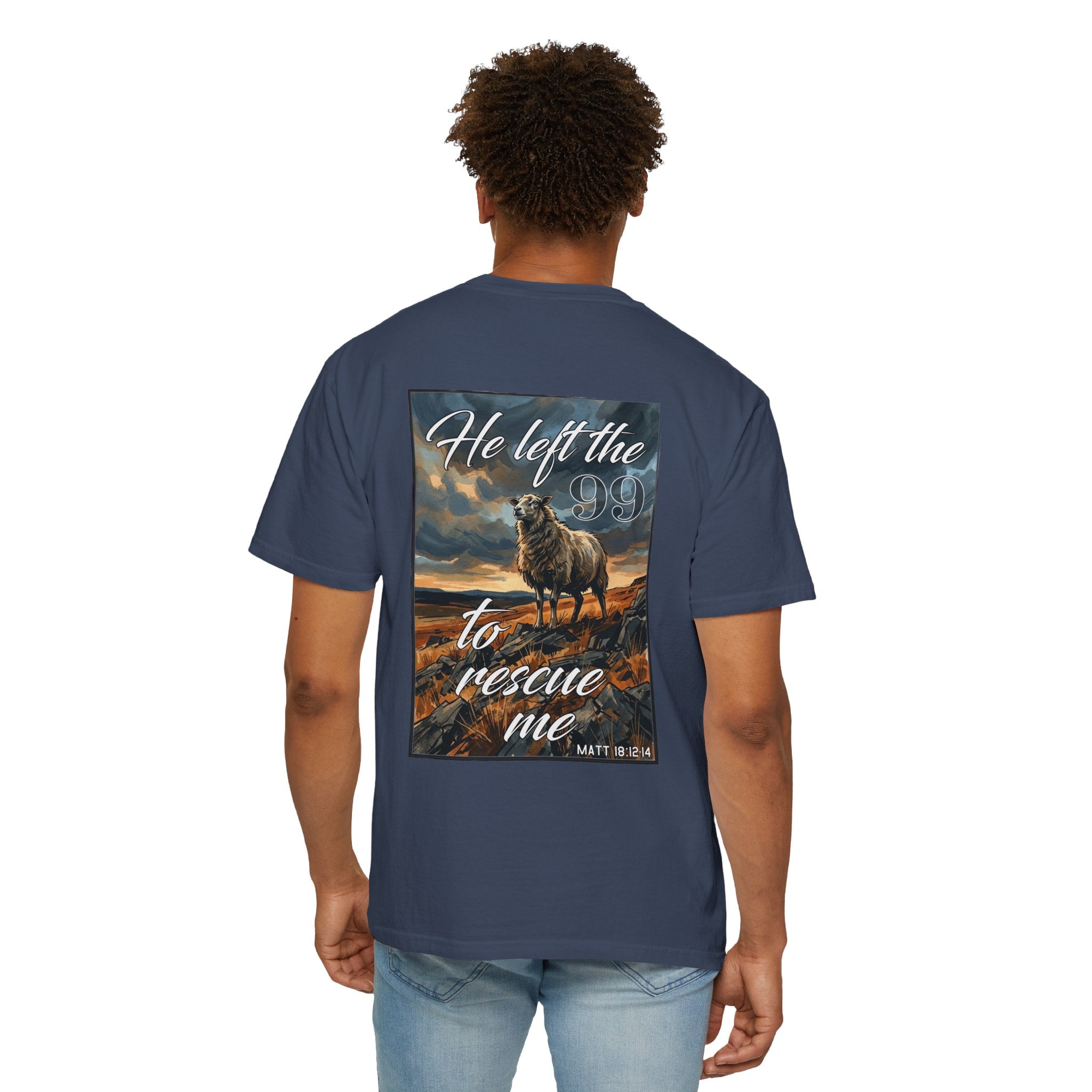 Christian Shepherd T-Shirt — "He Left the 99 to Rescue Me" Graphic Tee