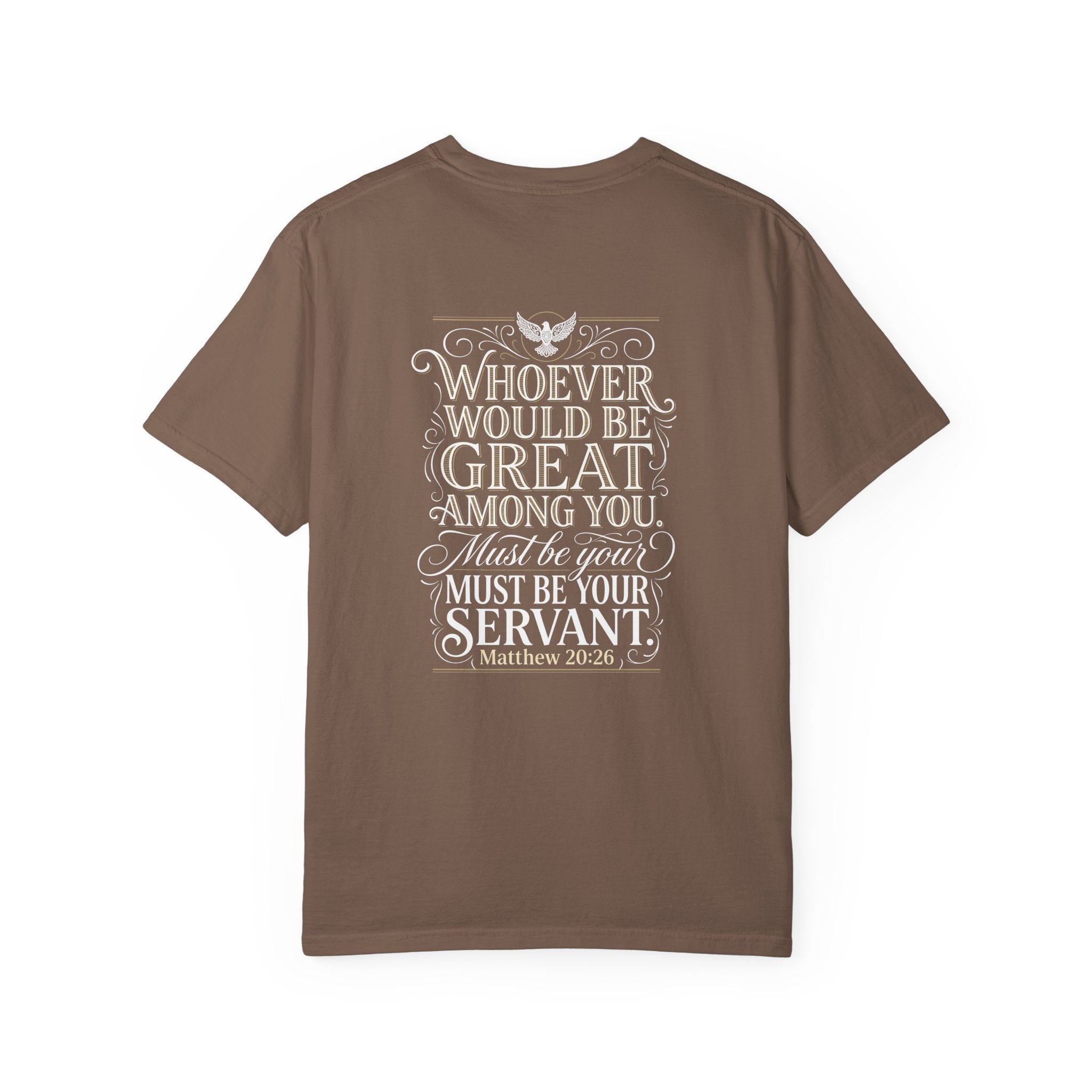 Christian Cross T‑Shirt — "Whoever Would Be Great Among You" Scripture Tee