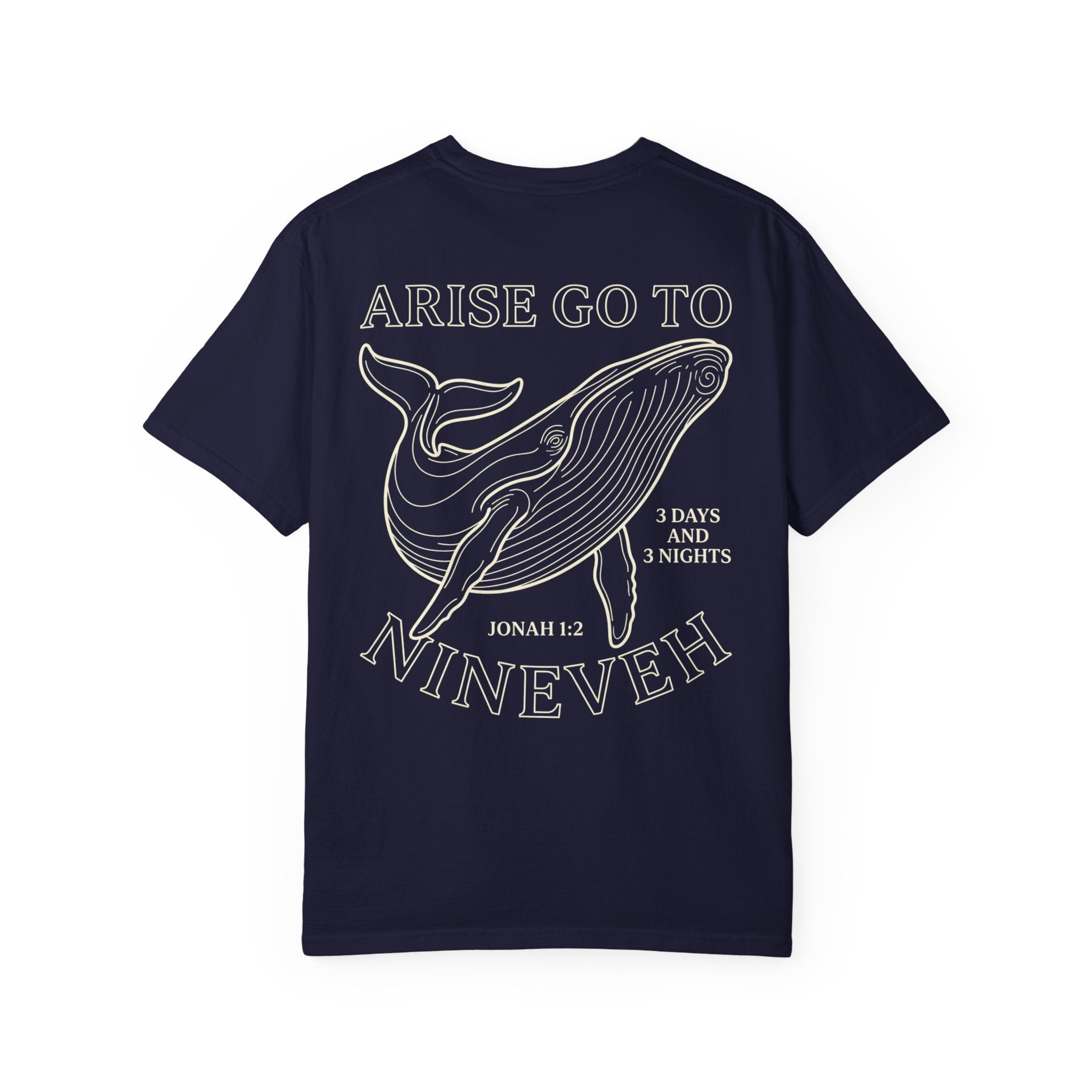 Jonah Whale T‑Shirt — "Arise Go to Nineveh" Christian Graphic Tee