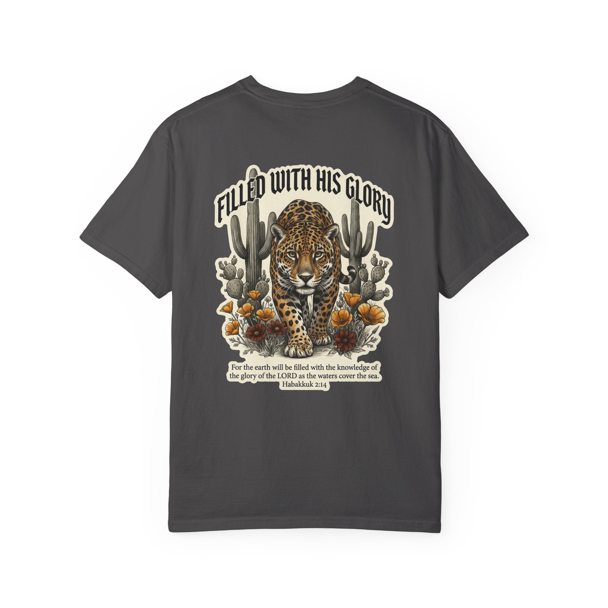 Christian Tee — 'Filled With His Glory' Leopard Cross T‑Shirt