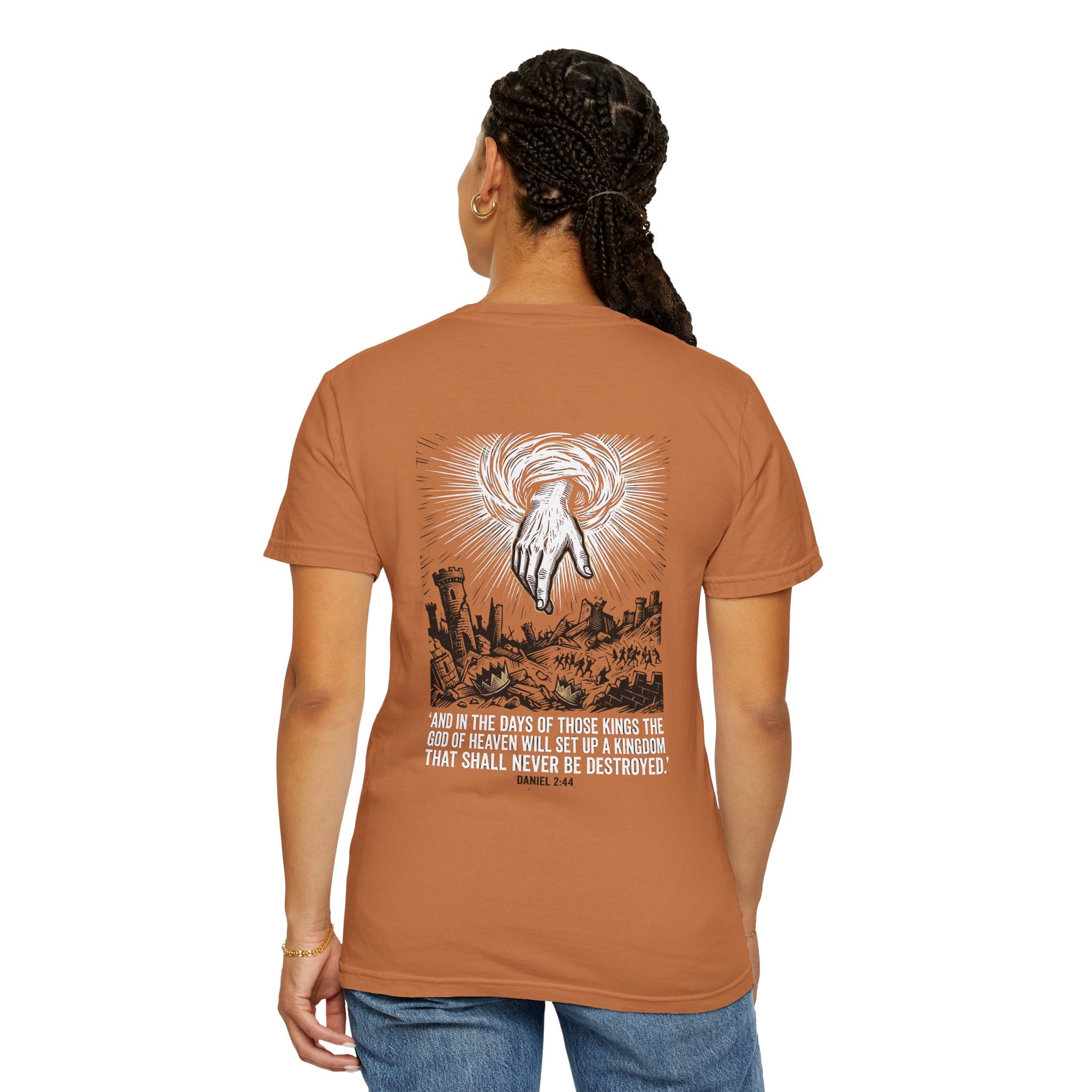Christian Cross T-Shirt — 'Kingdom That Shall Never Be Destroyed' Graphic Tee