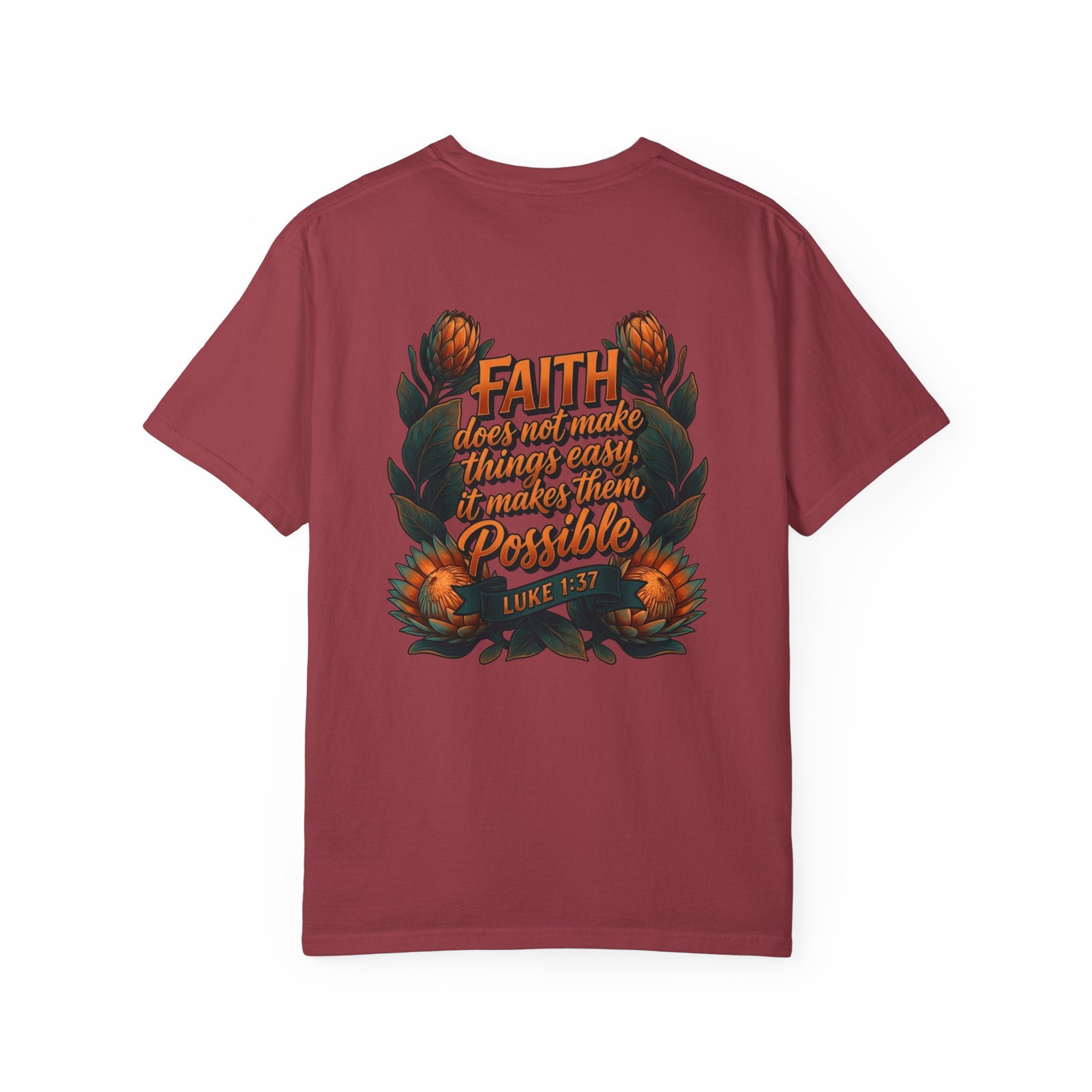 Faith Cross T-Shirt – "Faith Does Not Make Things Easy, It Makes Them Possible" Bible Verse Tee
