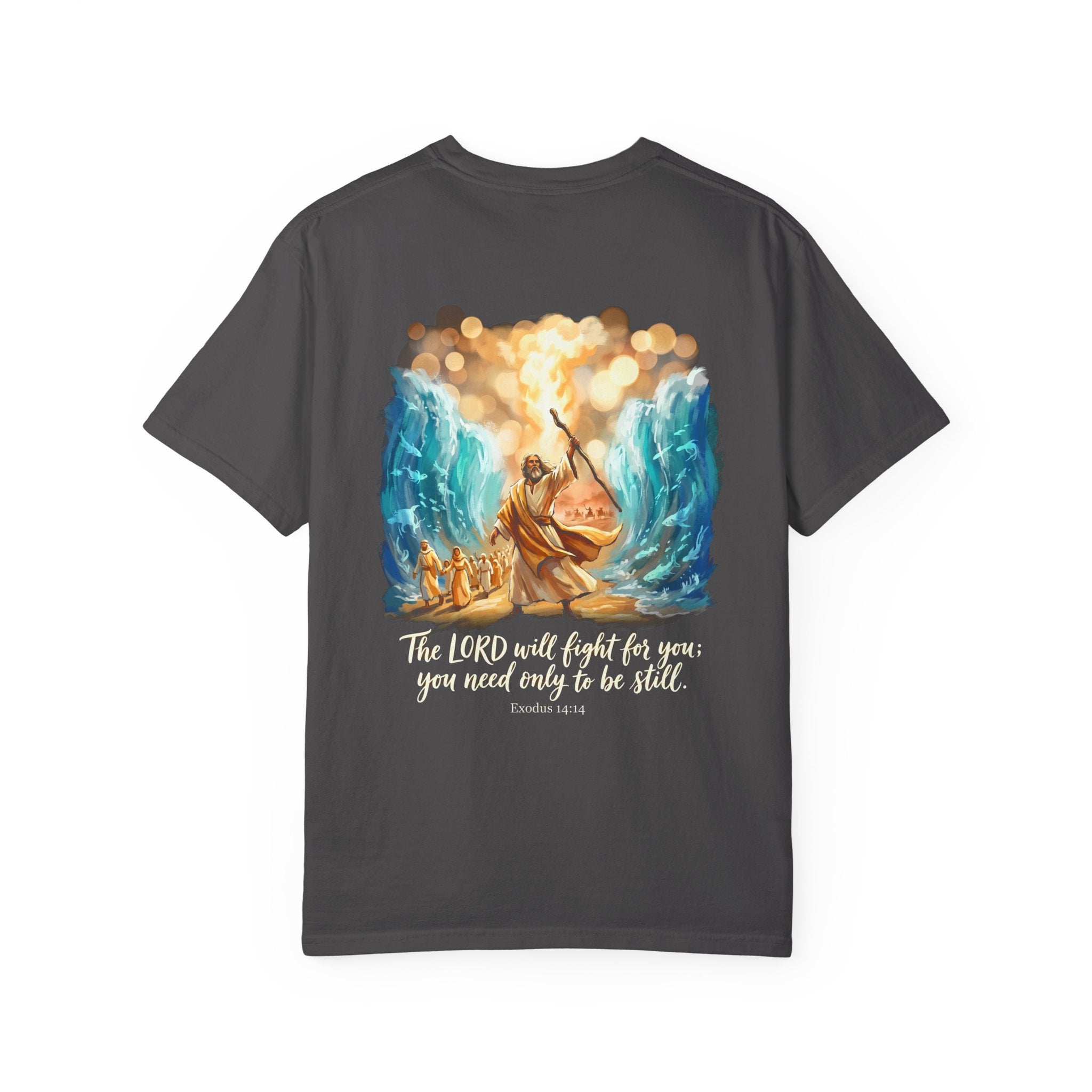 Christian Cross T-Shirt — Exodus 14:14 'The LORD Will Fight for You' Graphic Tee