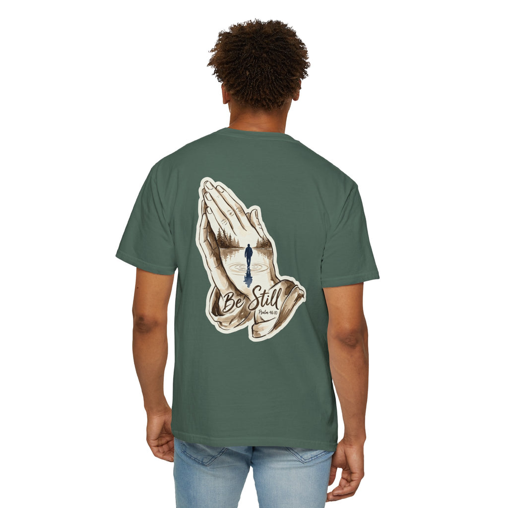 Be Still Prayer T-Shirt — Christian Faith Graphic Tee with Crosses
