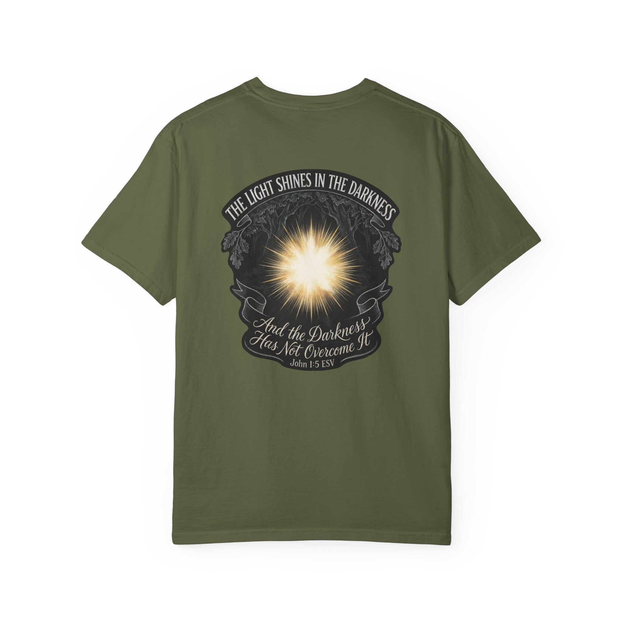 Christian T-Shirt – “The Light Shines in the Darkness” Graphic Tee