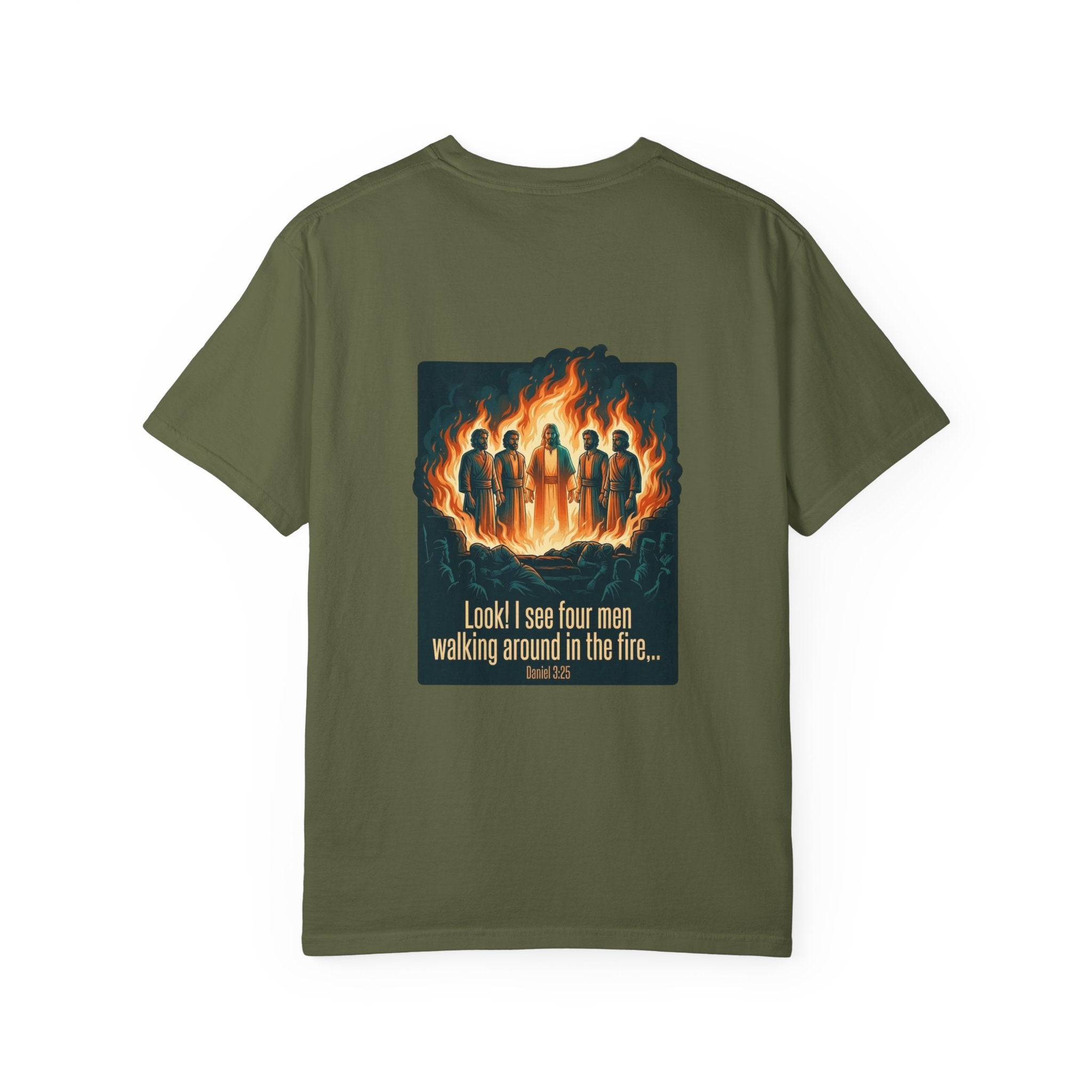 Christian Cross T-Shirt — ‘I see four men walking around in the fire’ Graphic Tee