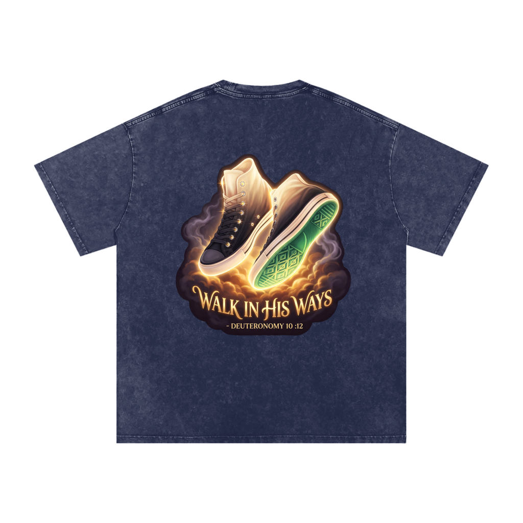 Walk in his ways Snow Washed Oversized Cotton T-Shirt