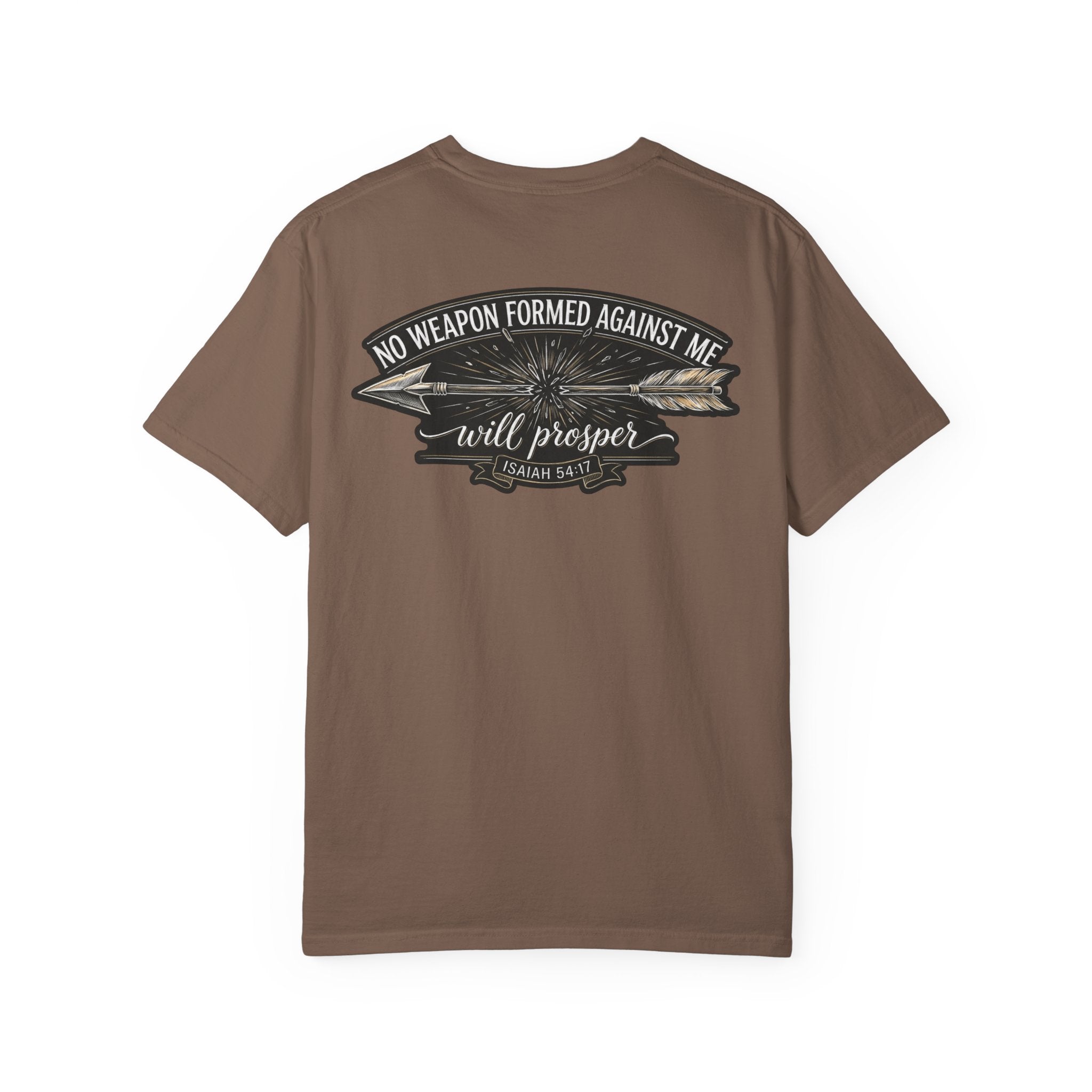 Christian Cross T-Shirt — "No Weapon Formed Against Me Will Prosper" Inspirational Tee