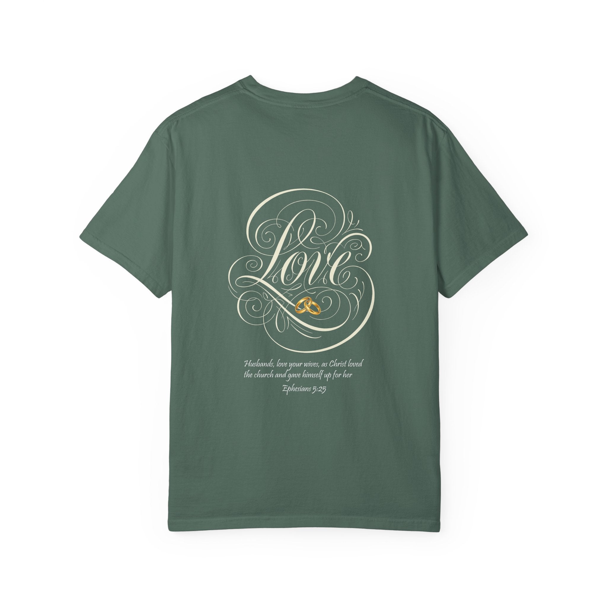 Christian Love Tee — Scripture Cross Back Design (1 John 4:19)
