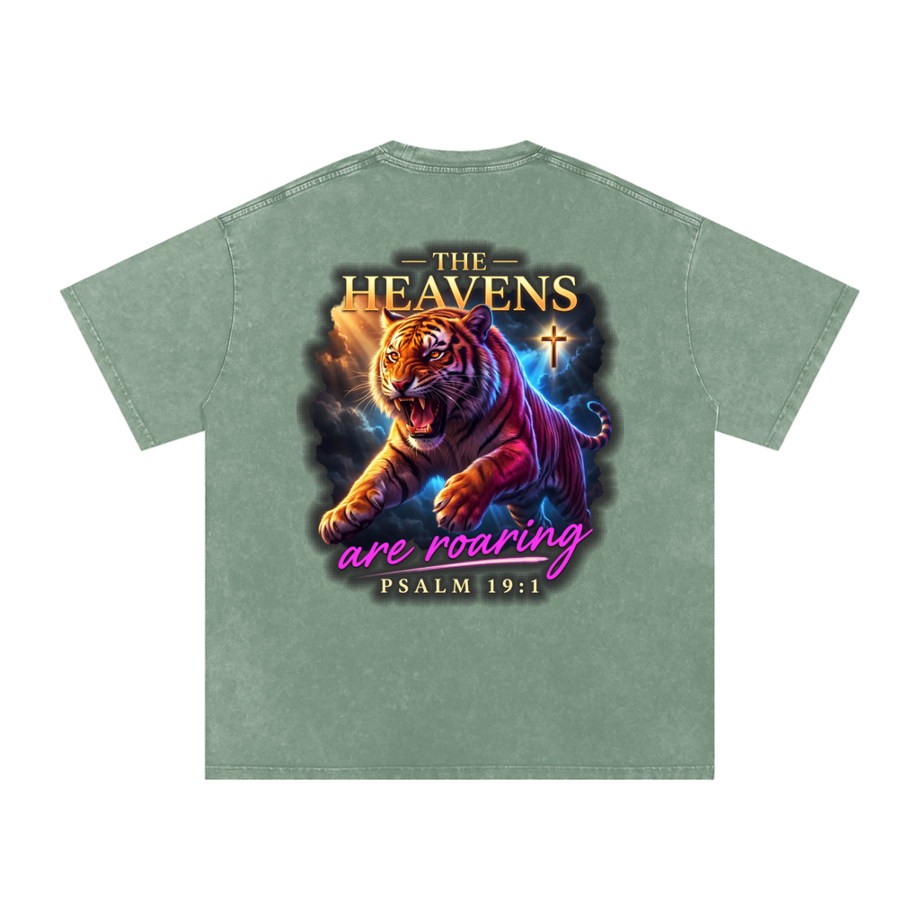 Heavens roaring Snow Washed Oversized Cotton T-Shirt