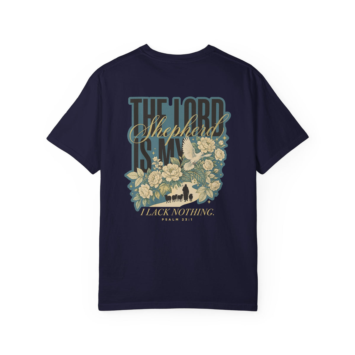 Christian T-Shirt - "The Lord Is My Shepherd" Floral Psalm Tee