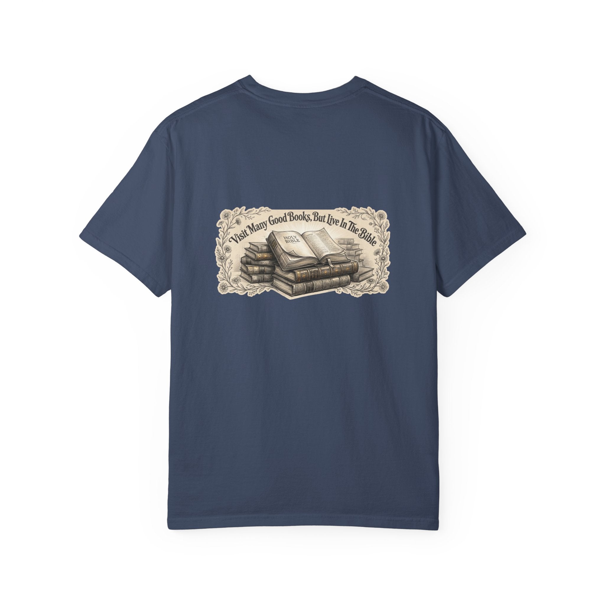Vintage Stack of Books T-Shirt — "There Are Many Good Books, But This Is The Best"