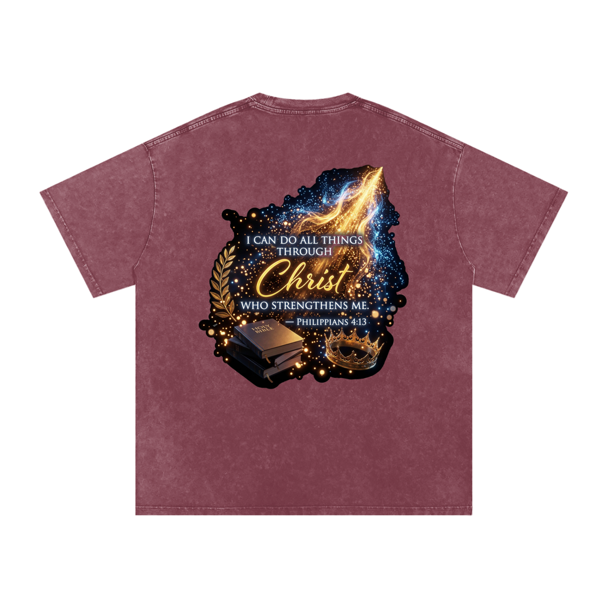 Through Christ Snow Washed Oversized Cotton T-Shirt