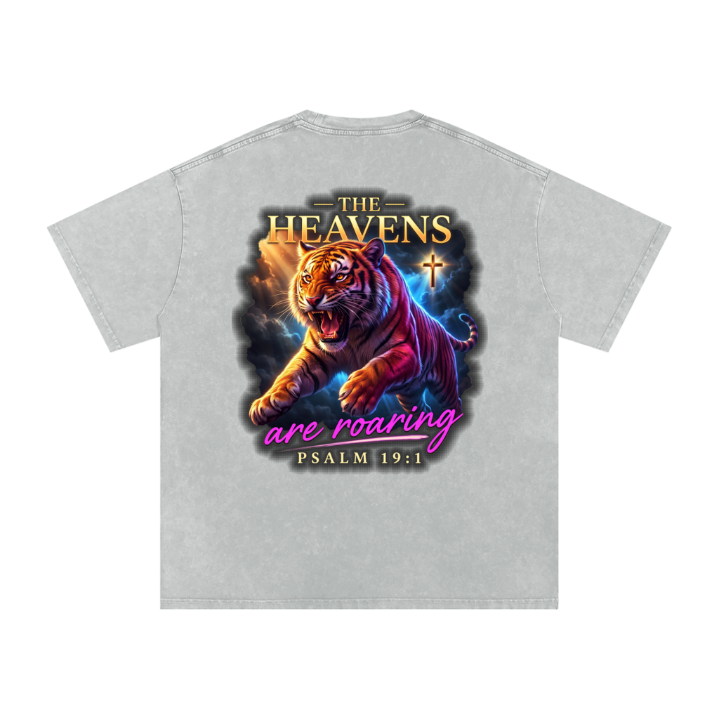 Heavens roaring Snow Washed Oversized Cotton T-Shirt