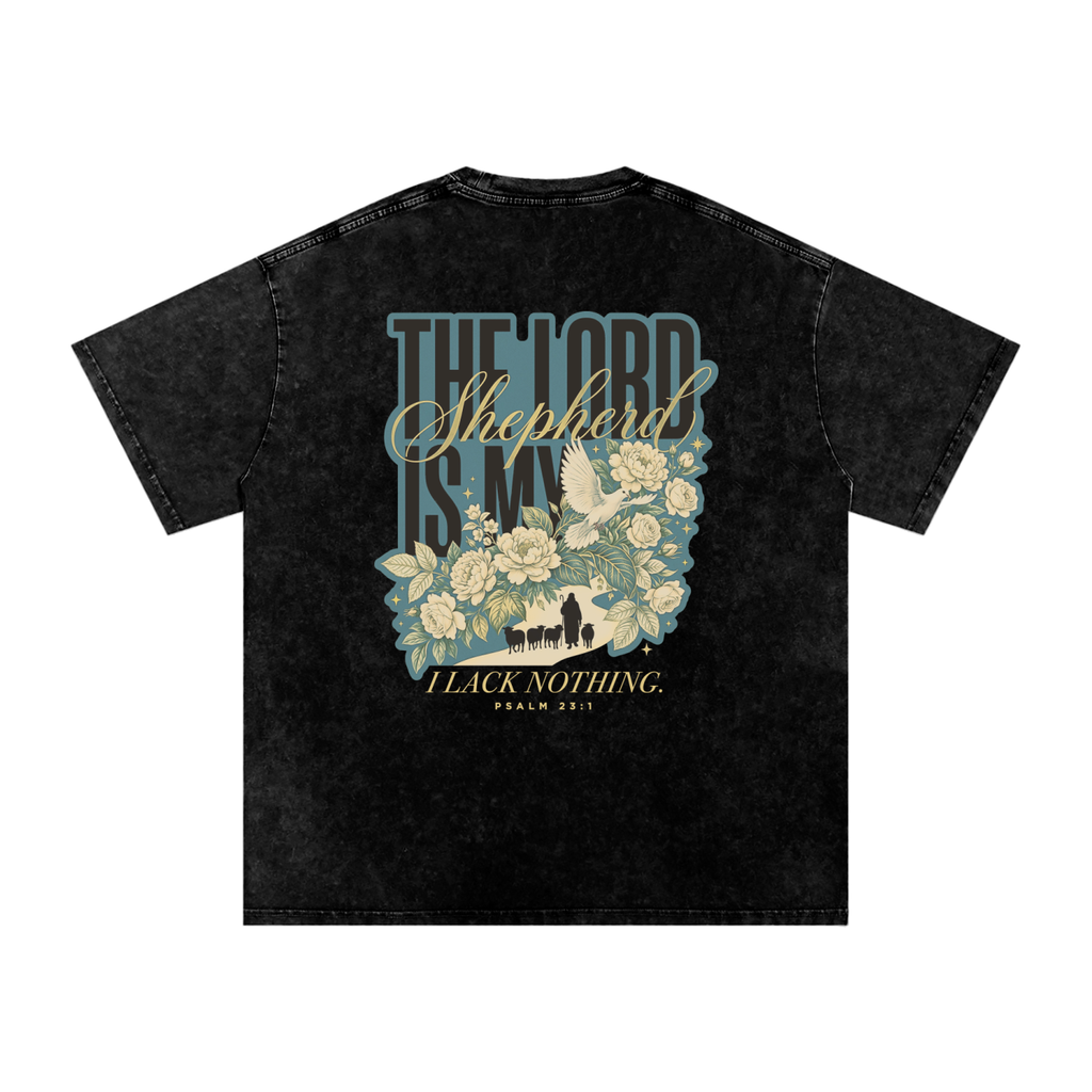 The Lord is my Shepherd Snow Washed Oversized Cotton T-Shirt