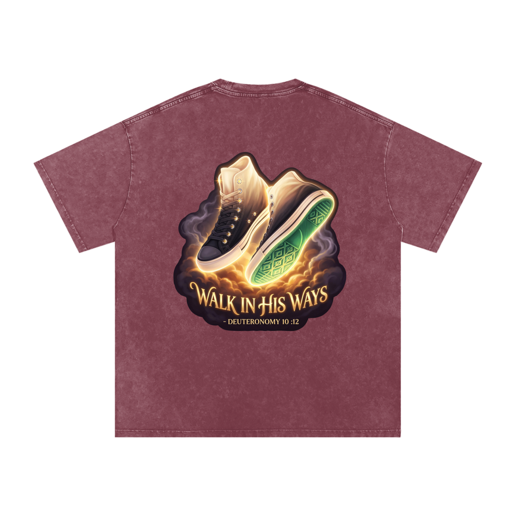 Walk in his ways Snow Washed Oversized Cotton T-Shirt