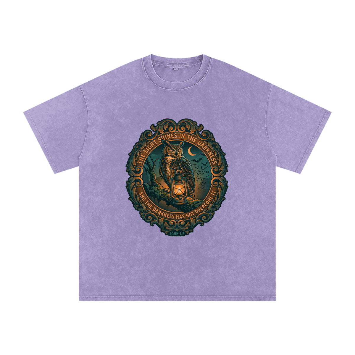 Owl Snow Washed Oversized Cotton T-Shirt