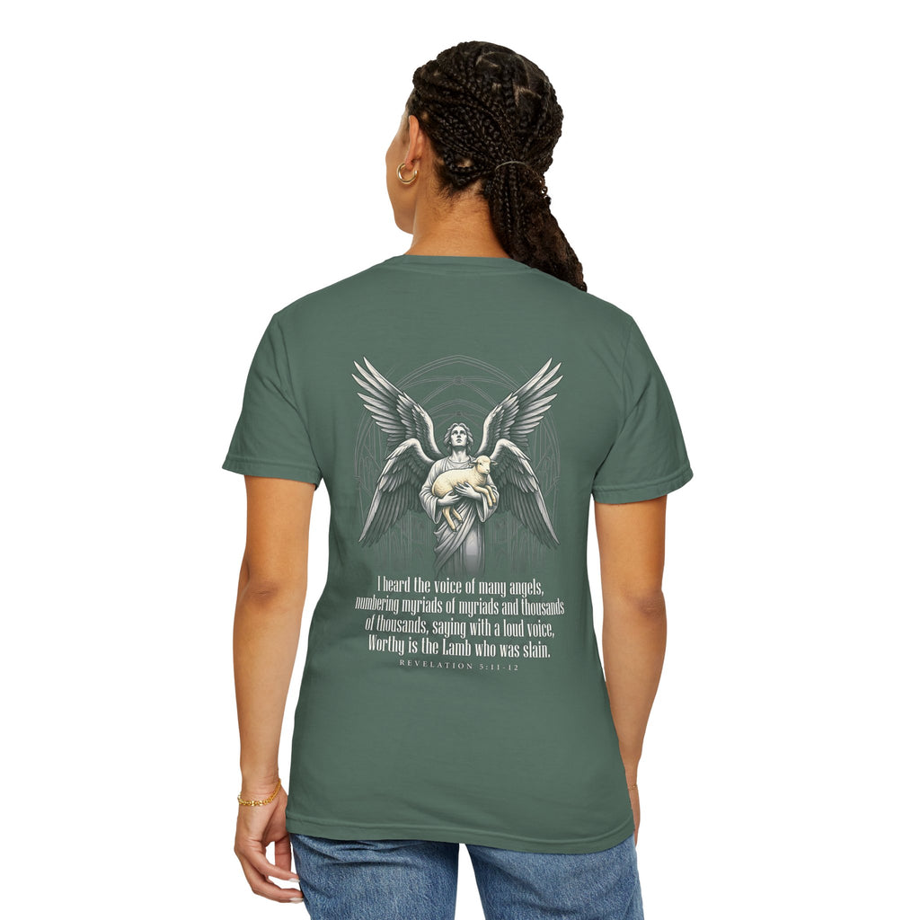 Christian Angel Cross T-Shirt — Inspirational Scripture Back Graphic