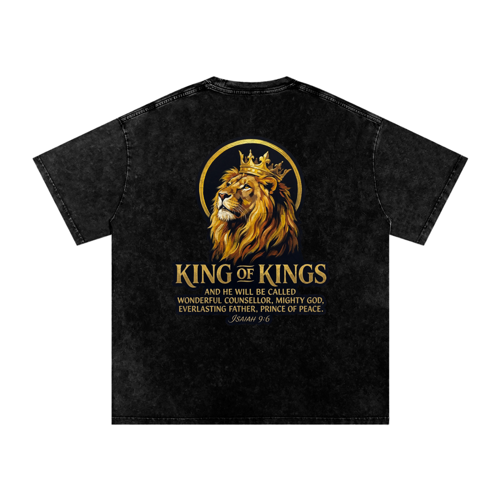 King of Kings Snow Washed Oversized Cotton T-Shirt