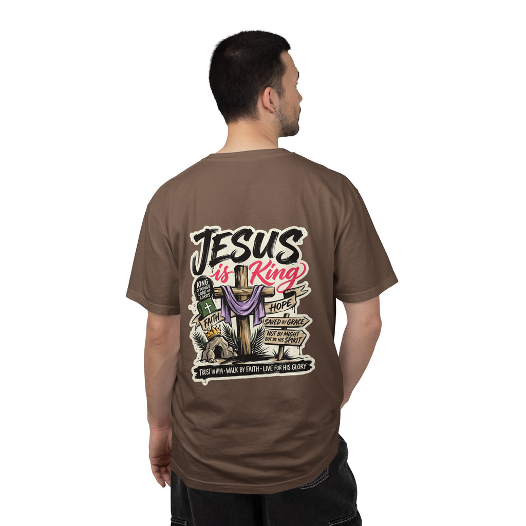 Christian T-Shirt — "Jesus Is King" Cross Graphic Tee