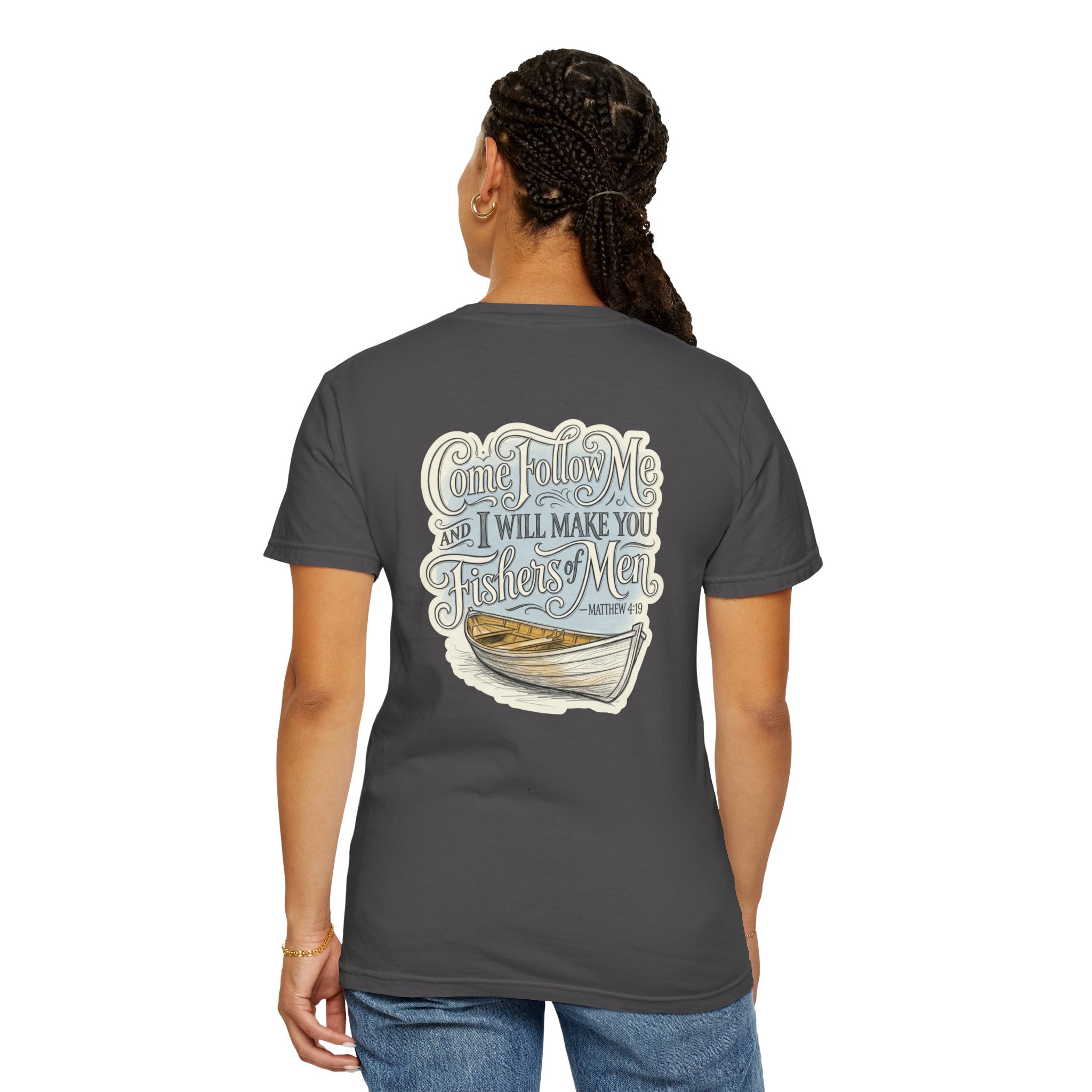 Faith Cross T‑Shirt — “Come Follow Me I Will Make You Fishers of Men” Graphic Tee