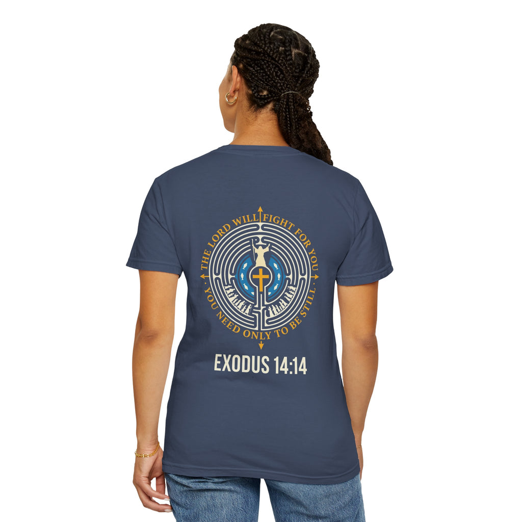 Christian T-Shirt — Exodus 14:14 Cross Graphic Tee