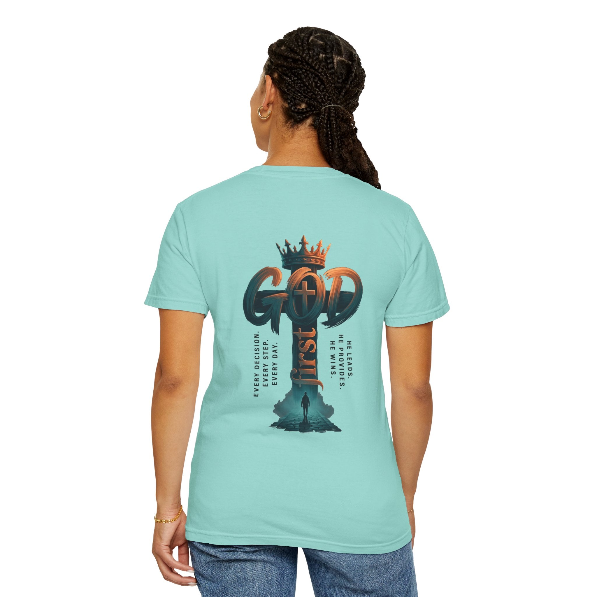 Christian Cross T-Shirt — 'God Is King' Back Graphic Tee