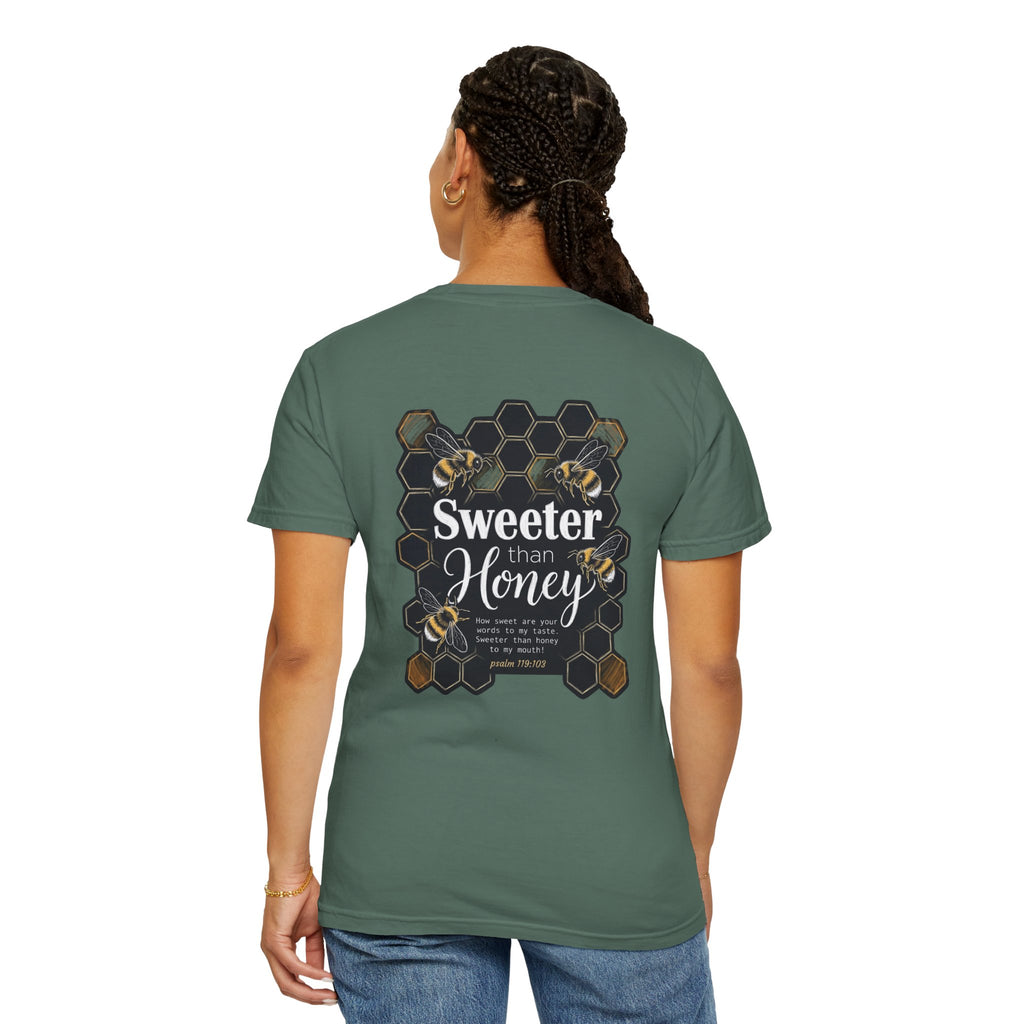 Sweeter Than Honey T-Shirt — Bee Honeycomb Graphic Tee