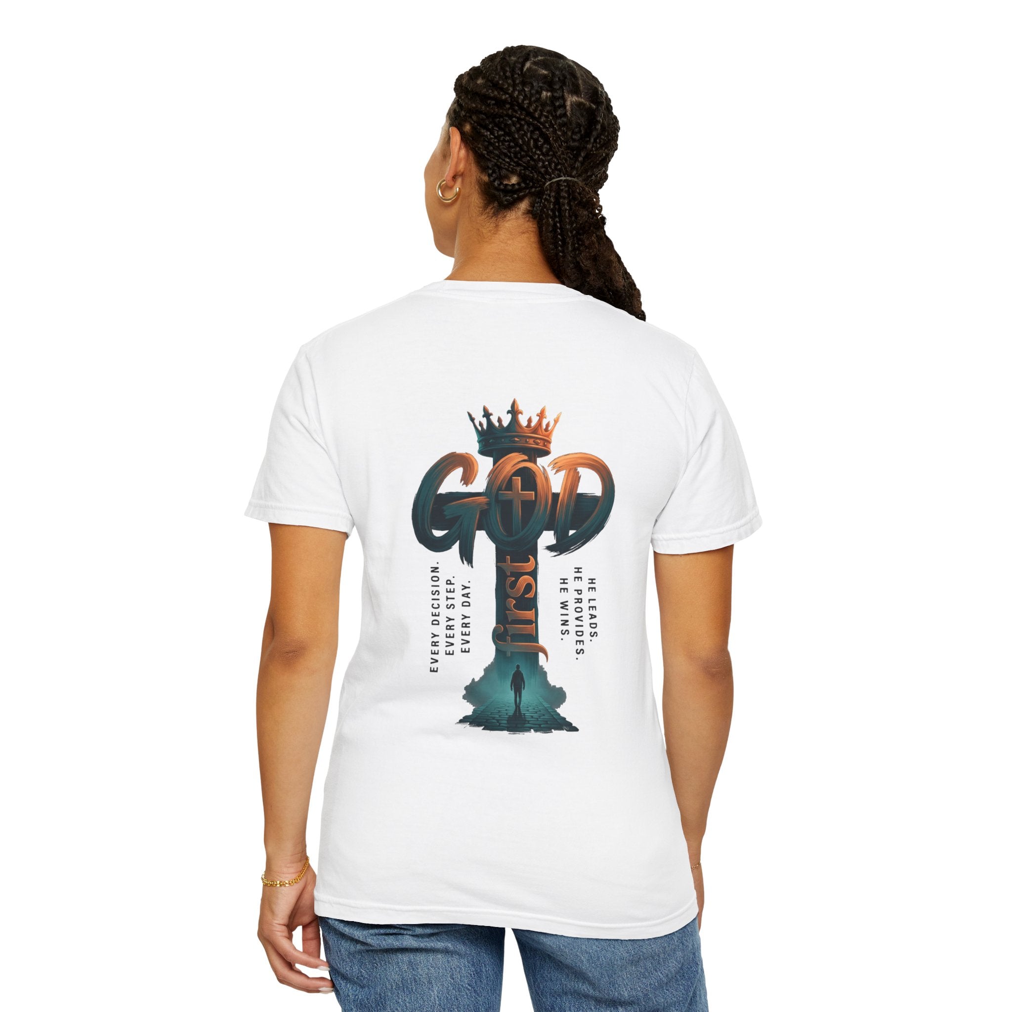 Christian Cross T-Shirt — 'God Is King' Back Graphic Tee