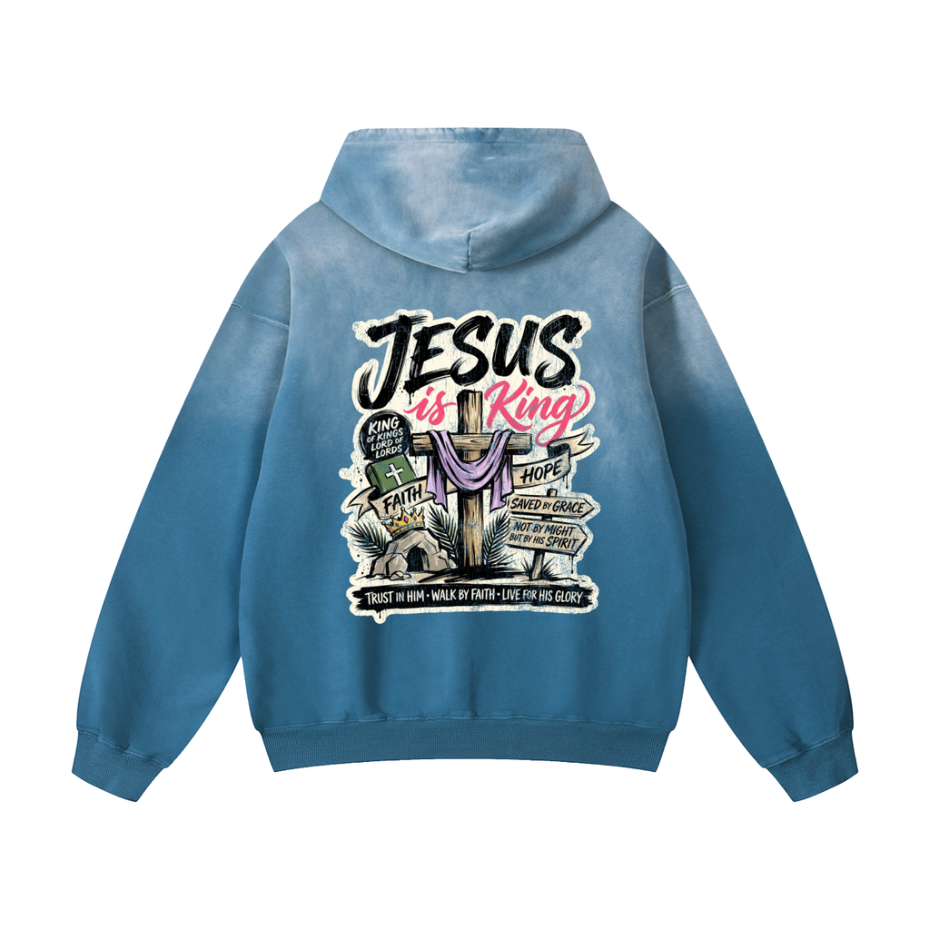 Jesus is King Heavyweight Sunfade Oversized Hoodie