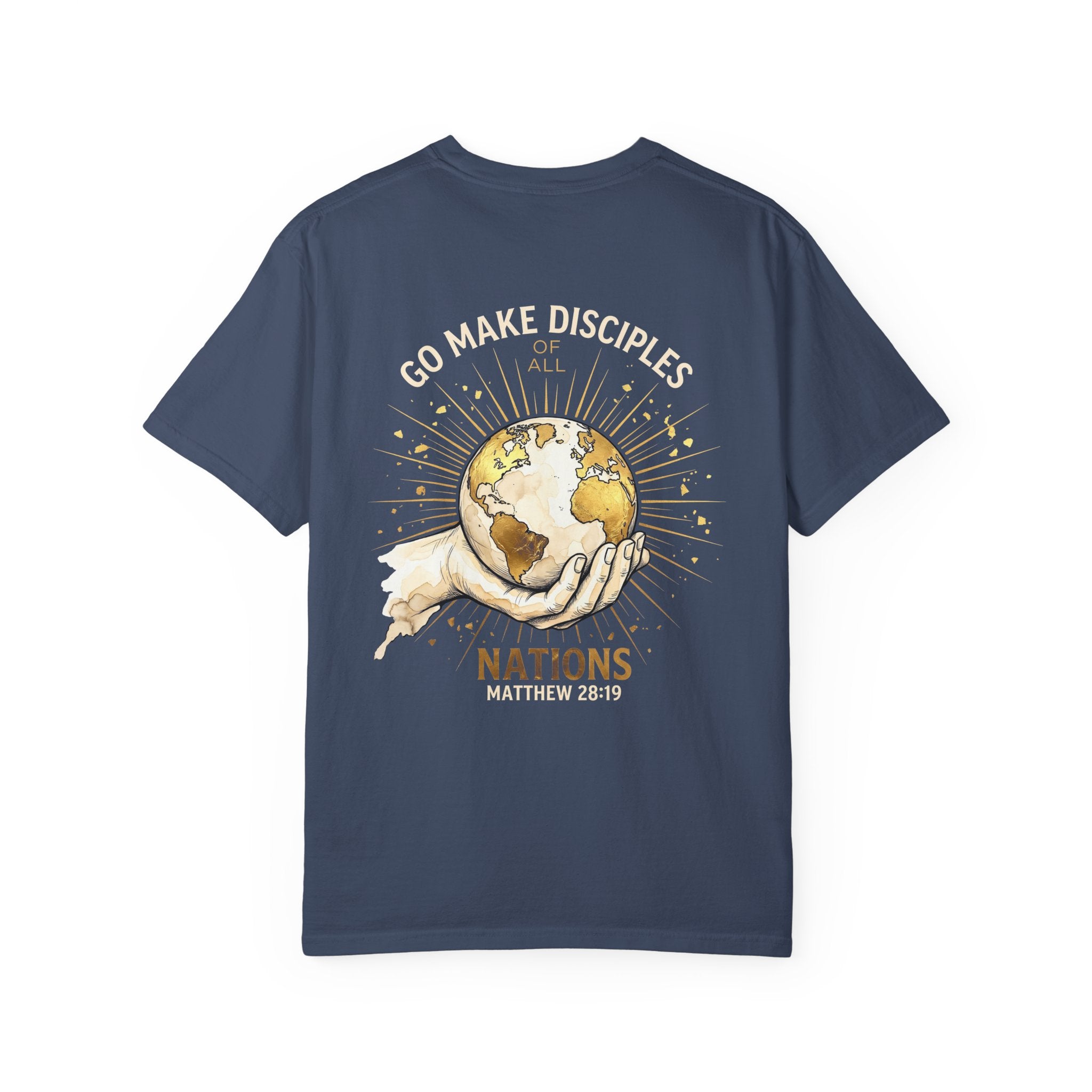 Discipleship Cross T-Shirt — "Go Make Disciples" Matthew 28:19 Christian Tee