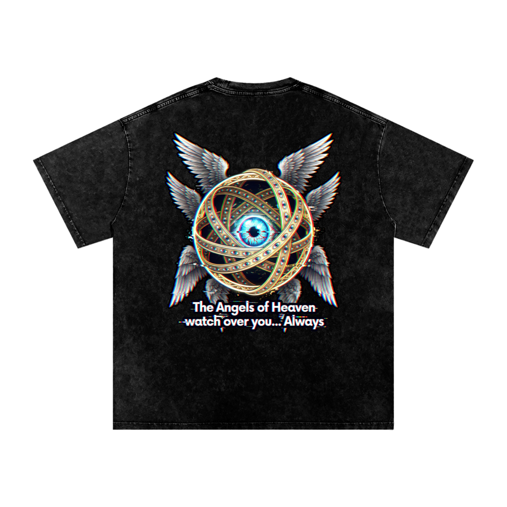 Angel Snow Washed Oversized Cotton T-Shirt