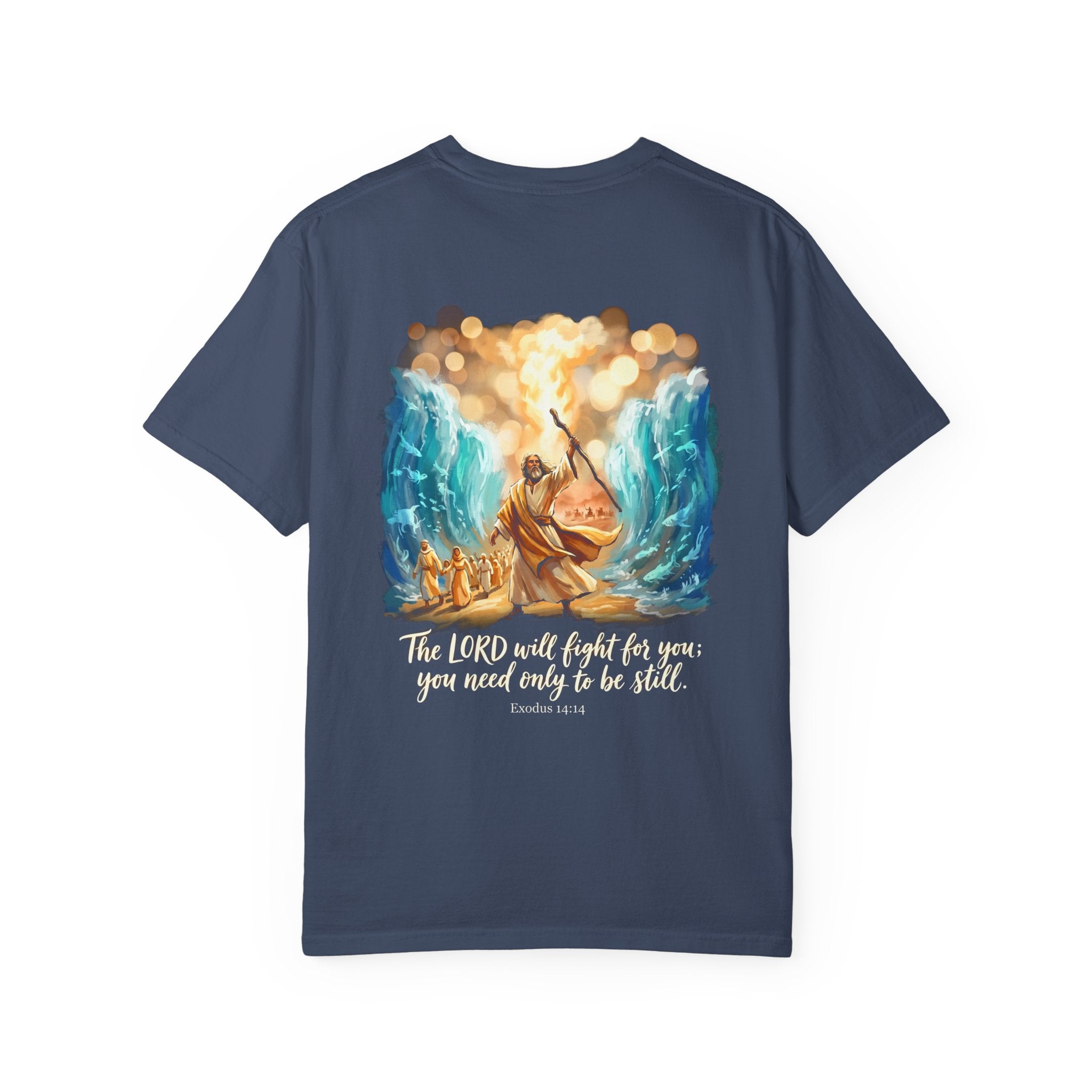 Christian Cross T-Shirt — Exodus 14:14 'The LORD Will Fight for You' Graphic Tee