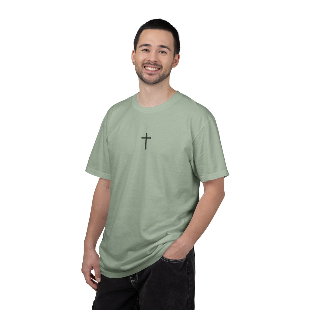 Christian Cross T-Shirt — "In Christ I Am Forgiven, Redeemed, Chosen" Faith Tee