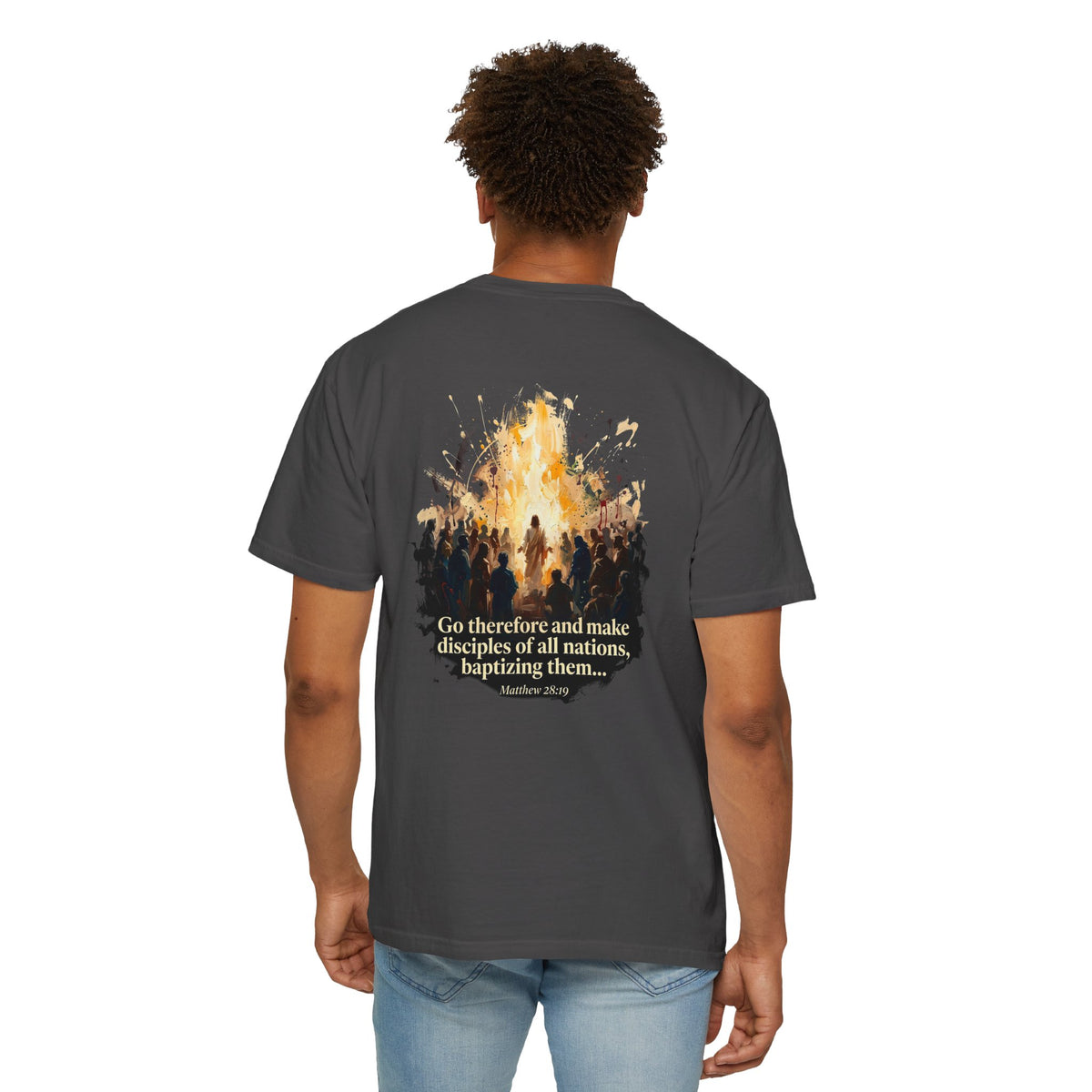 Christian Cross T-Shirt — "Go therefore and make disciples" Baptism Ministry Tee