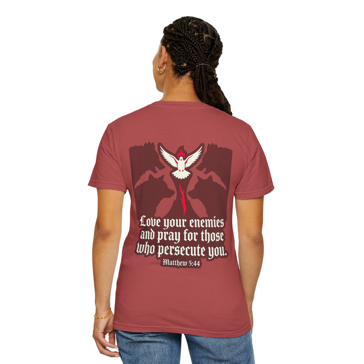 Christian T-Shirt — "Love Your Enemies" Matthew 5:44 Garment-Dyed Tee