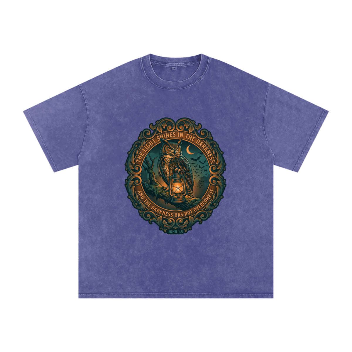 Owl Snow Washed Oversized Cotton T-Shirt
