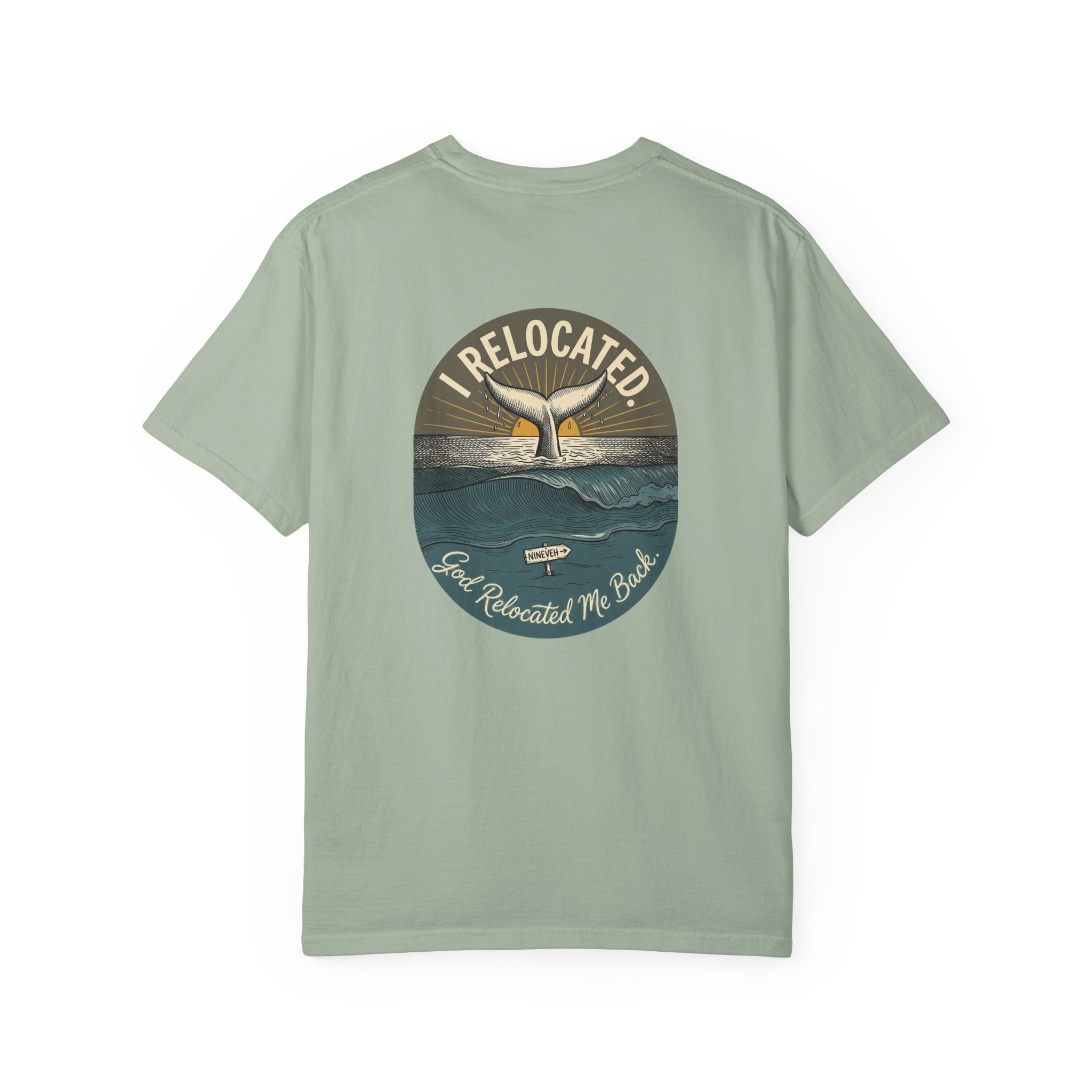 Relocated Whale Tail T-Shirt — “I Relocated” Retro Ocean Graphic Tee