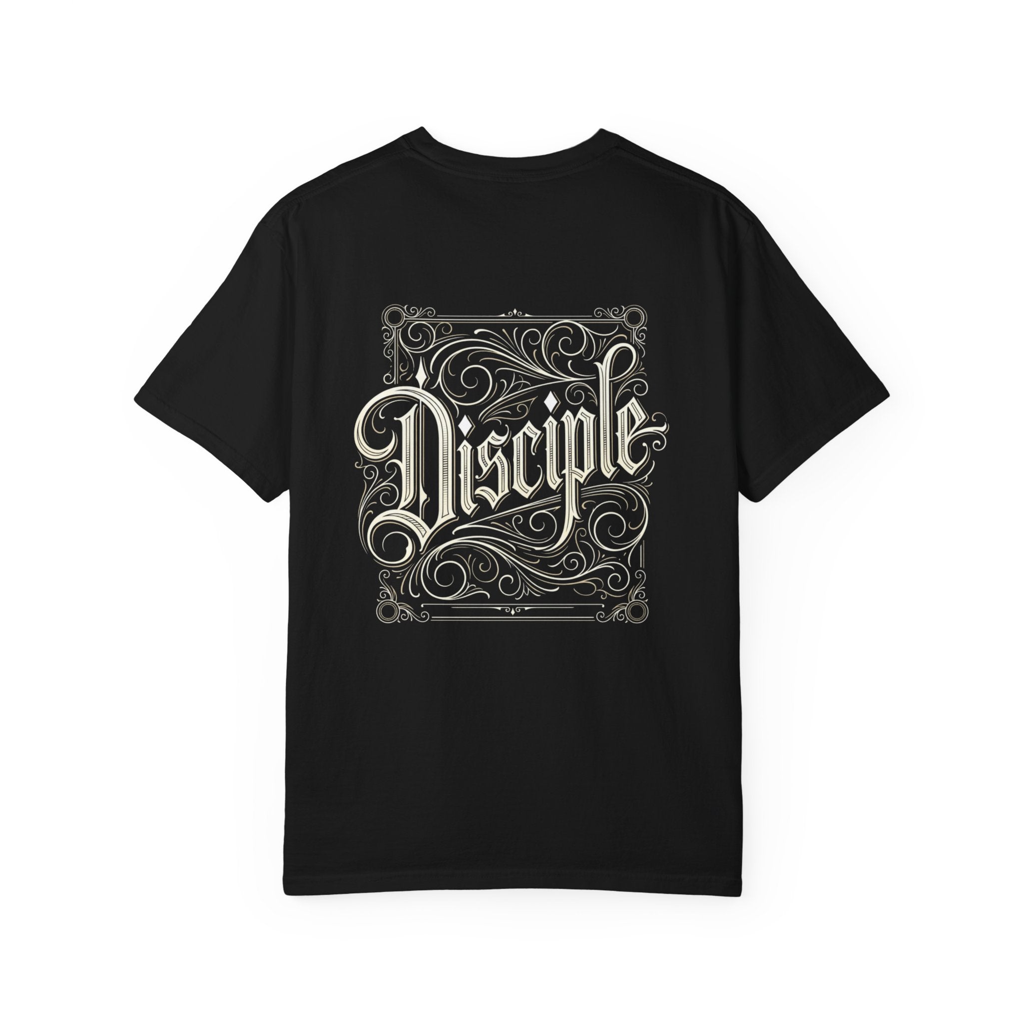 Disciple Cross T‑Shirt — Vintage Script Back Graphic Christian Tee