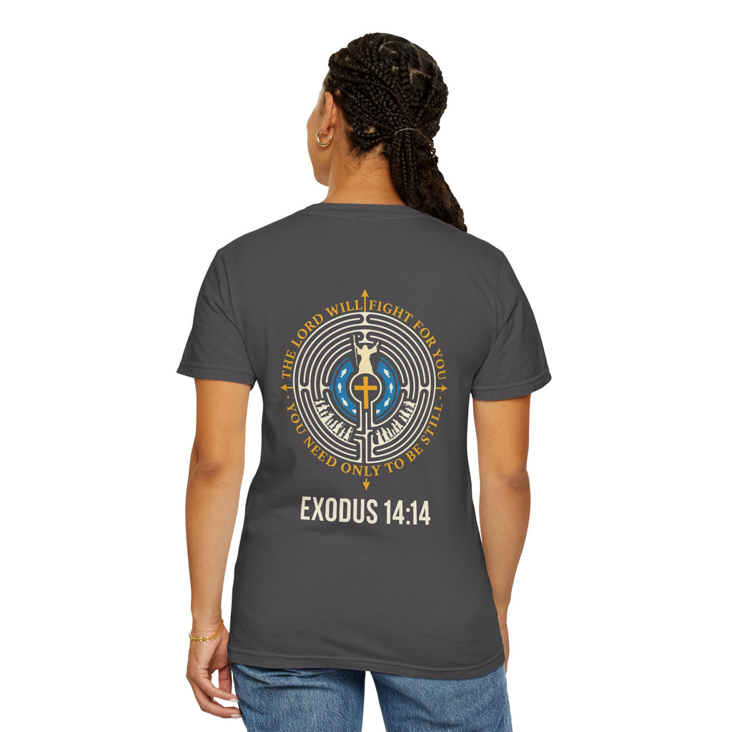 Christian T-Shirt — Exodus 14:14 Cross Graphic Tee